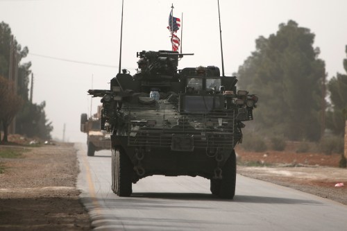American army vehicles drive north of Manbij city, in Aleppo Governorate, Syria March 9, 2017. REUTERS/Rodi Said - RC1D16A42820
