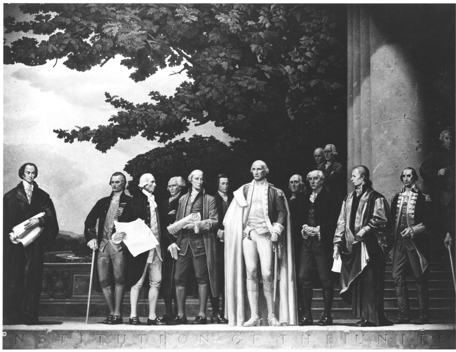 Photograph of the Center Section of the Mural, The Constitution, by Barry Faulkner, 10/27/1936 (US National Archives)