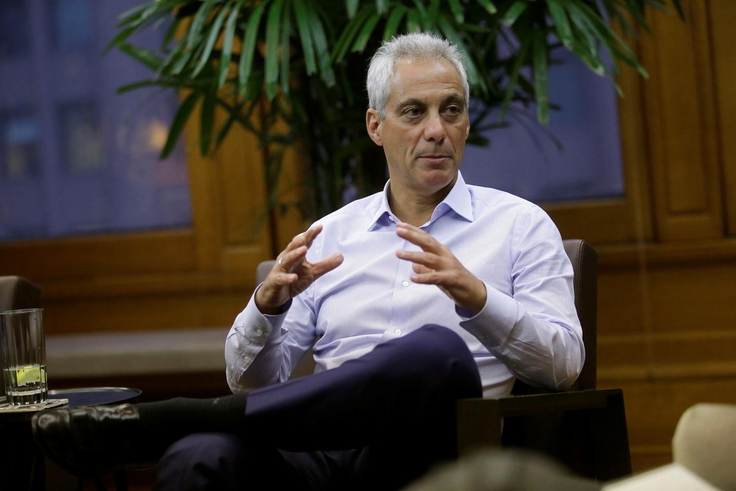 Chicago Mayor Rahm Emanuel speaks during an interview at City Hall in Chicago, Illinois, U.S. June 14, 2017. REUTERS/Joshua Lott - RC1DE62B05F0