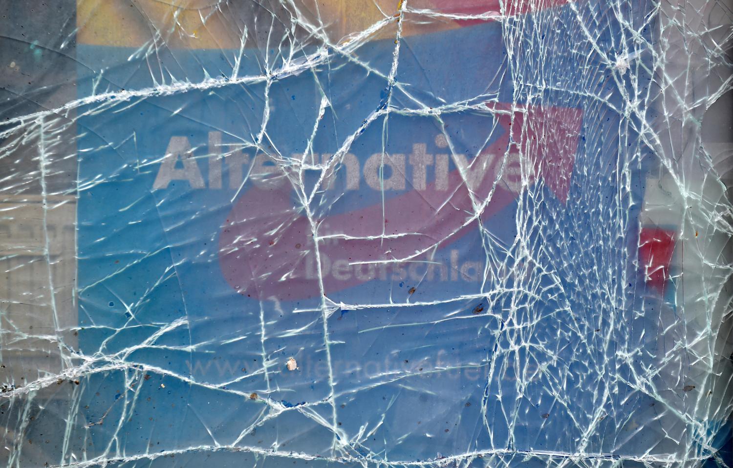 A damaged window of the office of the Alternative for Germany (AfD) far-right party is pictured in the city of Doebeln, Germany, January 4, 2019, one day after an explosion set the office on fire and damaged vehicles and nearby buildings.     REUTERS/Matthias Rietschel - RC1972A5B3D0