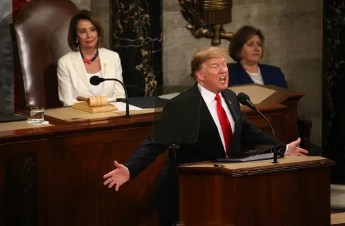 Speaker of the House Nancy Pelosi (D-CA) watches as U.S. President Donald Trump delivers his second State of the Union address to a joint session of the U.S. Congress in the House Chamber of the U.S. Capitol on Capitol Hill in Washington, U.S. February 5, 2019. REUTERS/Leah Millis - HP1EF2606ZF36