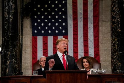 FEBRUARY 5, 2019 - WASHINGTON, DC: President Donald Trump delivered the State of the Union address, with Vice President Mike Pence and Speaker of the House Nancy Pelosi, at the Capitol in Washington, DC on February 5, 2019. Doug Mills/Pool via REUTERS - RC111FD41E00