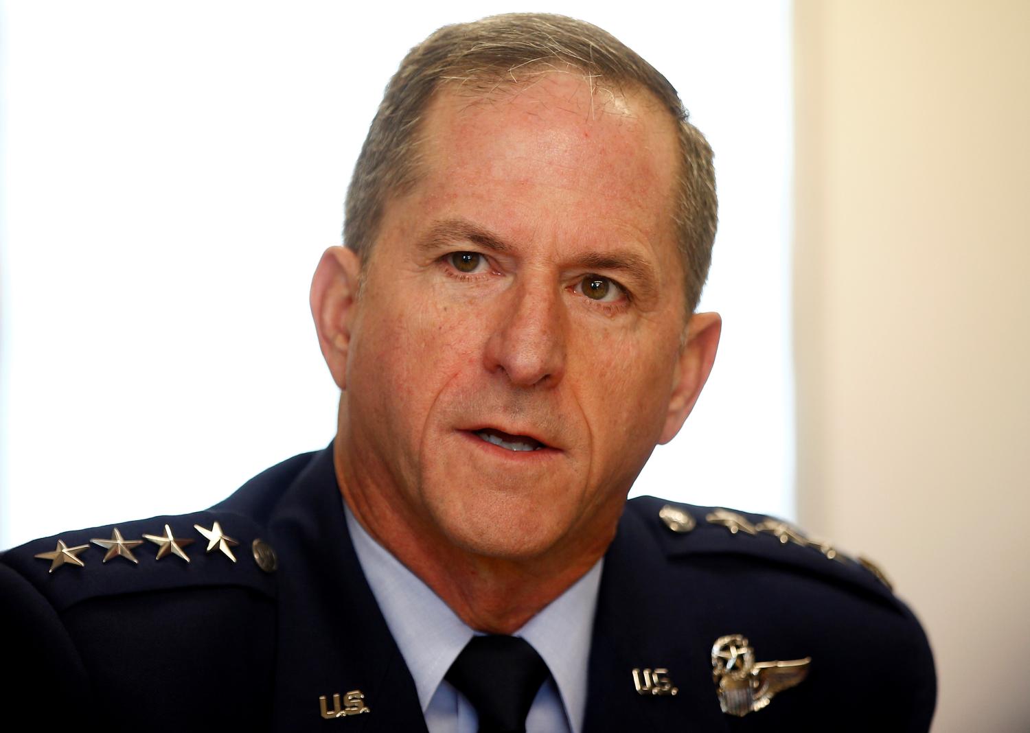 U.S. Air Force Chief of Staff General David Goldfein talks to journalists at the Royal International Air Tattoo at Fairford, Britain July 8, 2016.  REUTERS/Peter Nicholls - S1AETOKYIXAA