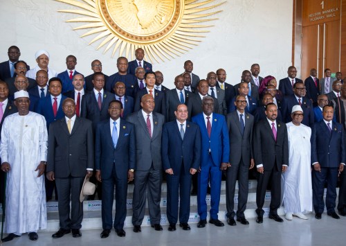 African Heads of State pose for a group photo during the opening of the 32nd Ordinary Session of the Assembly of the Heads of State and the Government of the African Union (AU) in Addis Ababa, Ethiopia, February 10, 2019. REUTERS/Tiksa Negeri - RC1E7E156A00