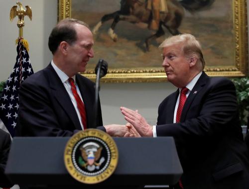 U.S. President Donald Trump introduces the U.S. candidate in election for the next President of the World Bank David Malpass at the White House in Washington, U.S., February 6, 2019. REUTERS/Jim Young - RC1F12970380