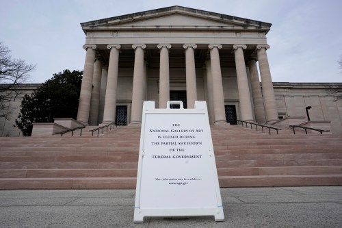 A closing sing is seen outside the National Gallery of Art in Washington, U.S., before it will be reopen next week after partial government shutdown, January 27, 2019. REUTERS/Yuri Gripas - RC1820102F00