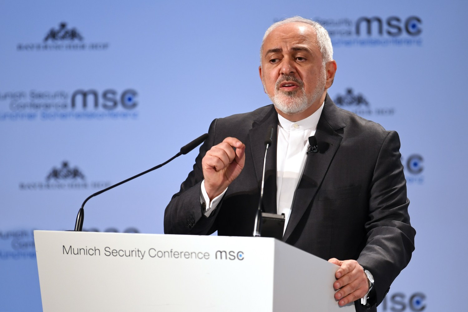 Iran's Foreign Minister Mohammad Javad Zarif speaks during the annual Munich Security Conference in Munich, Germany February 17, 2019. REUTERS/Andreas Gebert - RC1F3CF15930
