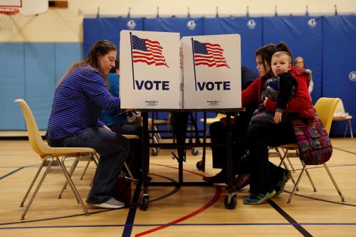 Voters cast their ballots on Election Day at Washington Mill Elementary School in Alexandria, Virginia, U.S., November 7, 2017. REUTERS/Aaron P. Bernstein - RC1FB1A295B0