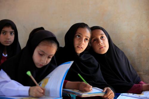 Girls attend a class at Khushal School, in the home region of Nobel Peace Prize winner Malala Yousafzai in Swat Valley, Pakistan March 30, 2018. REUTERS/Faisal Mahmood - RC137E93FC70