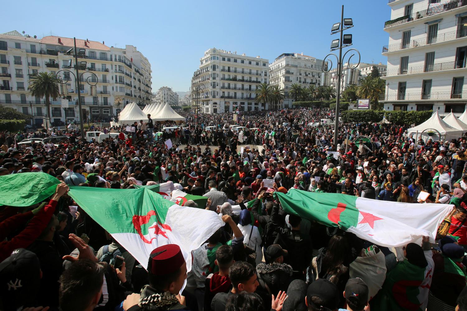 People take part in a protest demanding immediate political change in Algiers, Algeria March 12, 2019. REUTERS/Ramzi Boudina - RC1847826D50