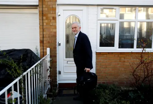 Jeremy Corbyn, leader of the Labour Party, leaves his home in London, Britain, February 26, 2019. REUTERS/Peter Nicholls - RC1AD4B28A90