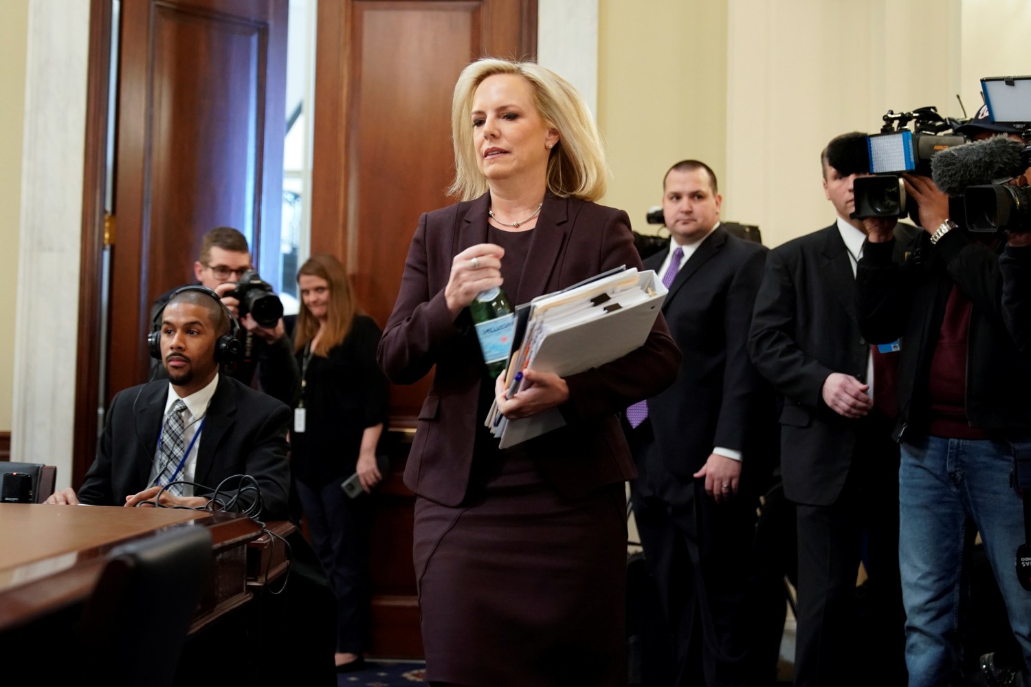 Department of Homeland Security Secretary Kirstjen Nielsen arrives to testify before a House Homeland Security Committee hearing on  The Way Forward on Border Security on Capitol Hill in Washington, U.S., March 6, 2019. REUTERS/Joshua Roberts? - RC15A65A0730