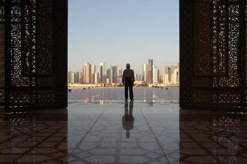 A man stands at Imam Muhammad ibn Abd al-Wahhab Mosque in Doha, Qatar, June 9, 2017. REUTERS/Naseem Zeitoon - RC1242A98100