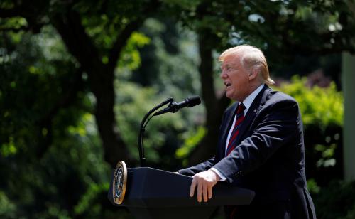 U.S. President Donald Trump speaks about his administration's proposals to change U.S. immigration policy in the Rose Garden of the White House in Washington, U.S., May 16, 2019. REUTERS/Carlos Barria - RC1D00D6D980