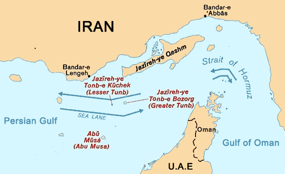 Map of the Strait of Hormuz