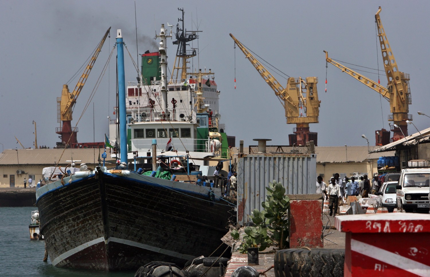 A general view shows the Djibouti port which is owned by DP World February 26, 2006. The Bush administration has come under fire for approving the sale of the nation's port operations to a state-owned Dubai company. REUTERS/Ahmed Jadallah - GM1DSAUKGMAA