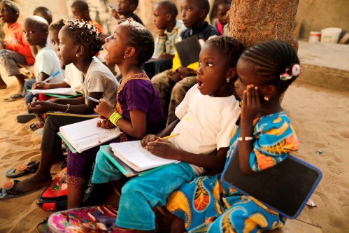 Children attend lessons at the evening school in Ouakam neighbourhood, Dakar, Senegal January 16, 2019. Picture taken January 16, 2019. REUTERS/Zohra Bensemra - RC1AD6488A90