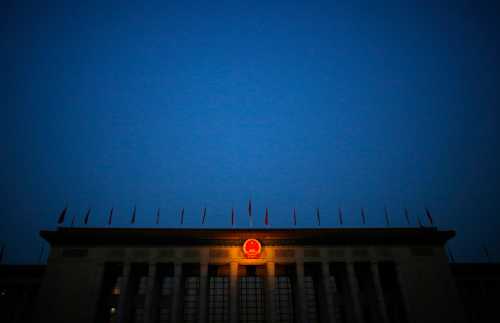 The Great Hall of the People, where the National People's Congress will be held is seen in Beijing, March 5, 2015. Around 3,000 delegates to the annual meeting of China's parliament, the National People's Congress, will meet in Beijing's Great Hall of the People on March 5 for a session that normally lasts around 10 days. REUTERS/Carlos Barria (CHINA - Tags: POLITICS TPX IMAGES OF THE DAY) - GM1EB350M8U01
