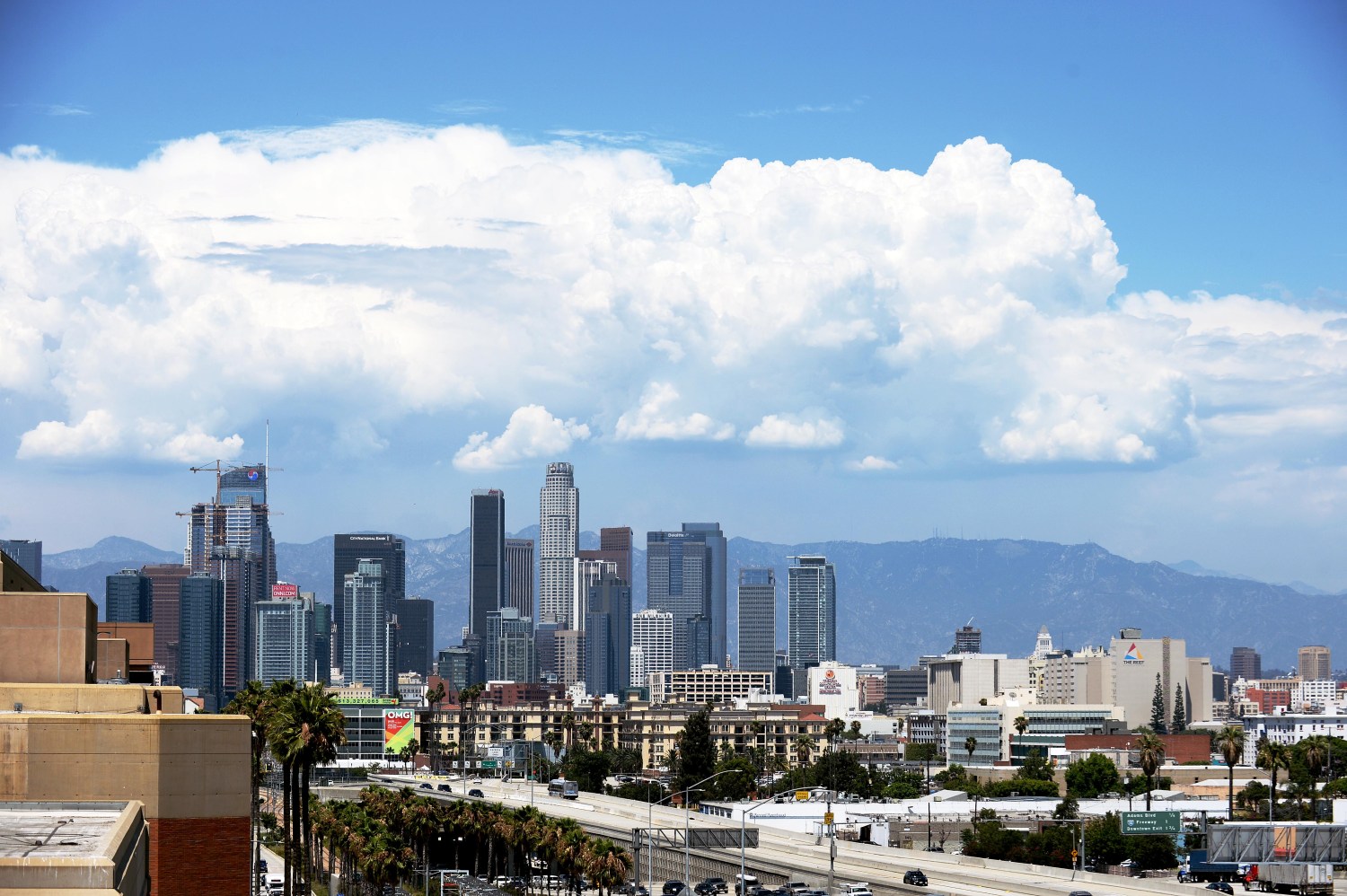 July 24, 2019; Los Angeles, CA, USA; General view of downtown Los Angeles skyline. Mandatory Credit: Gary A. Vasquez-USA TODAY Sports - 13093367