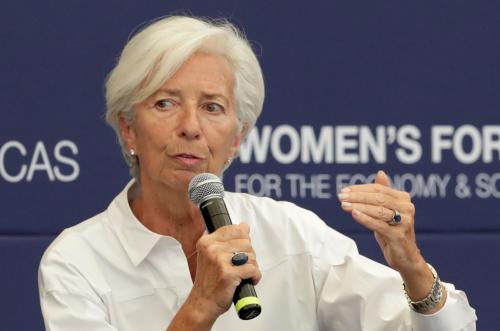 International Monetary Fund Managing Director Christine Lagarde speaks at the Women's Forum Americas, at Claustro de Sor Juana University in Mexico City, Mexico, May 30, 2019. REUTERS/Henry Romero - RC1CD59F6400
