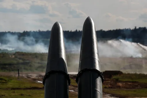 9?723 missiles, part of  Iskander-M missile complex, are seen during a demonstration at the International military-technical forum ARMY-2019 at Alabino range in Moscow Region, Russia June 25, 2019. REUTERS/Maxim Shemetov - RC151FD79ED0