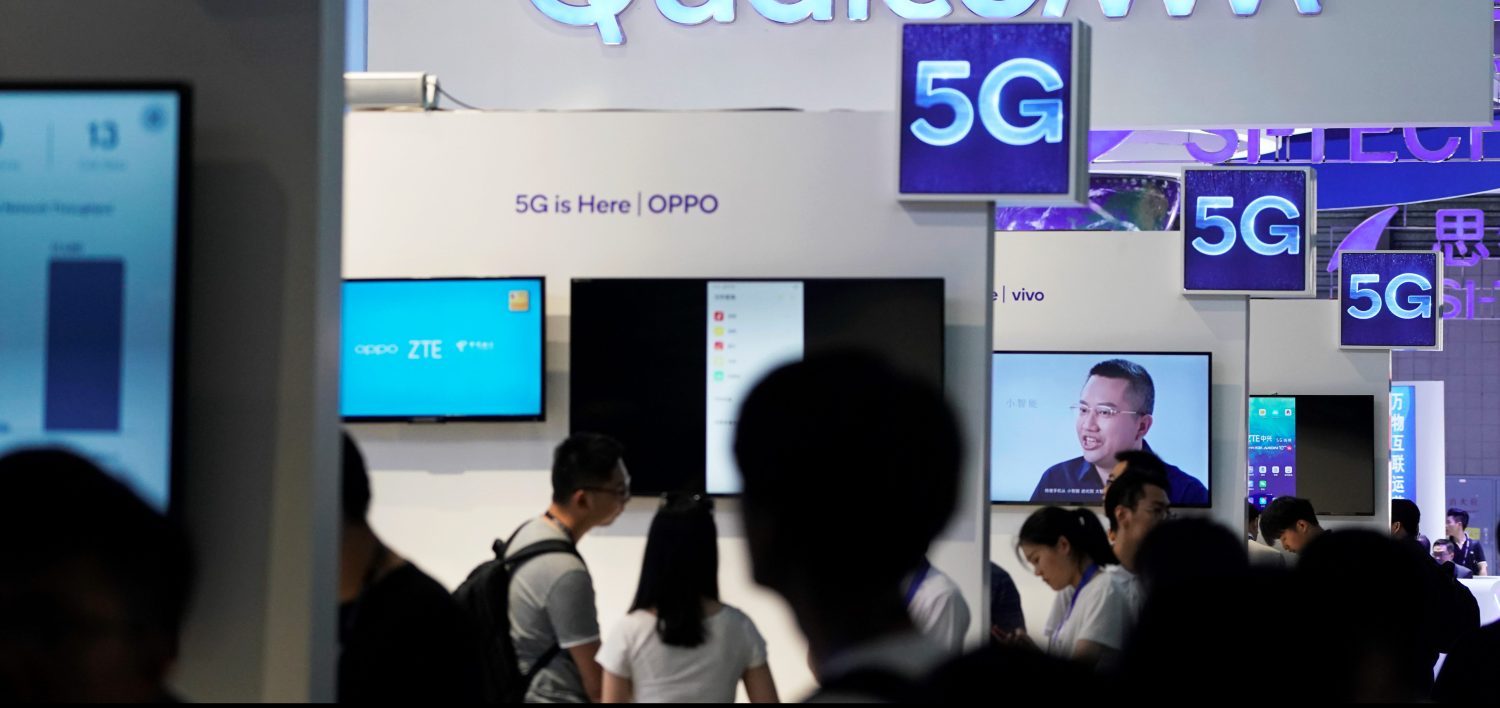 Signs of Qualcomm and 5G are pictured at Mobile World Congress (MWC) in Shanghai, China June 28, 2019. REUTERS/Aly Song - RC19526AED60