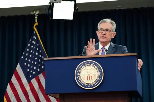 Federal Reserve Chair Jerome Powell holds a news conference following the Federal Reserve's two-day Federal Open Market Committee Meeting in Washington, U.S., July 31, 2019. REUTERS/Sarah Silbiger - RC19A6A73F10