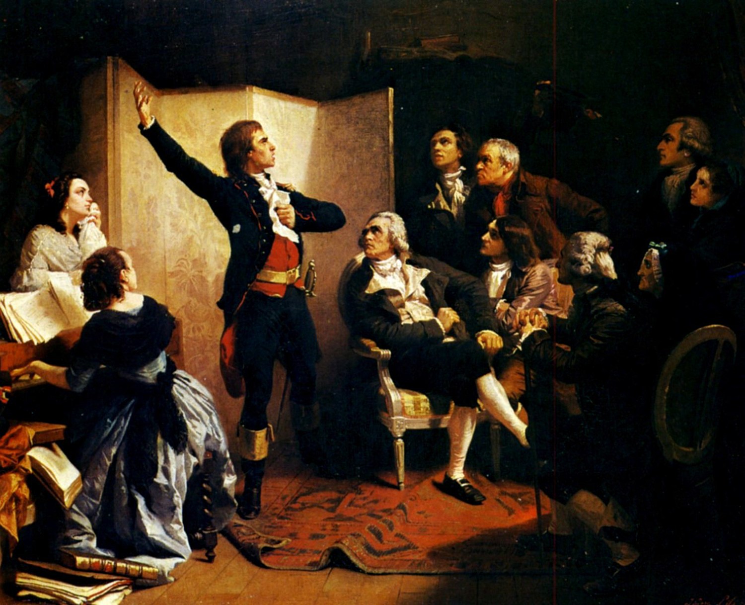 A painting by Isidore Pils depicting Rouget de Lisle singing "La Marseillaise"