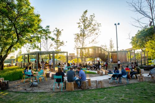 People gathered at a park