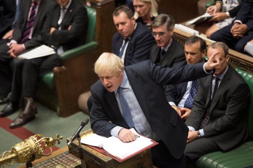 Britain's Prime Minister Boris Johnson speaks during Prime Minister's Questions session in the House of Commons in London, Britain September 4, 2019. ©UK Parliament/Jessica Taylor/Handout via REUTERS ATTENTION EDITORS - THIS IMAGE WAS PROVIDED BY A THIRD PARTY - RC193978E3A0