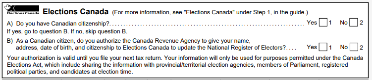 Canada Voter Registration on Tax Form