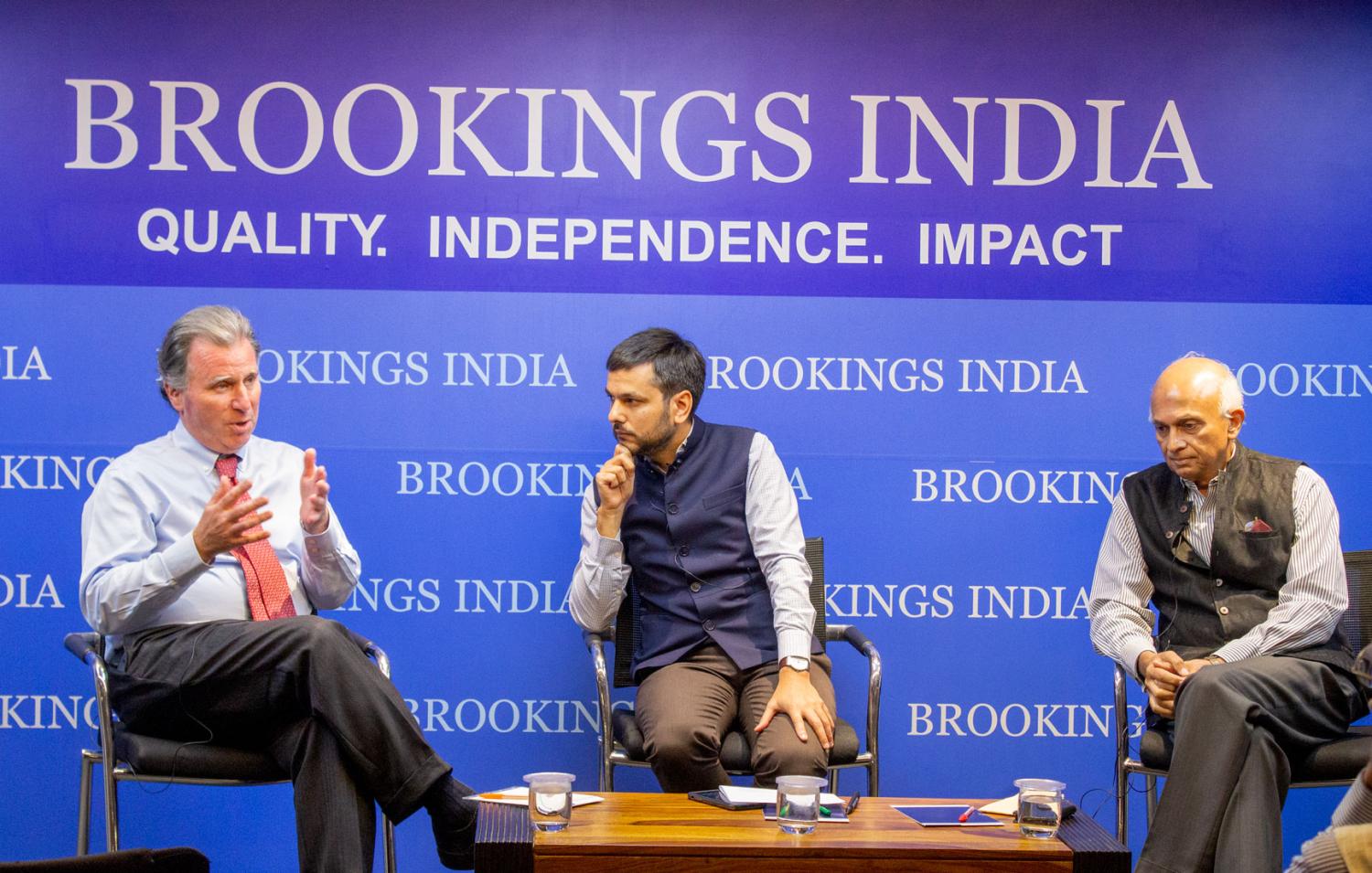 Sir Oliver Letwin, Conservative Member of Parliament for West Dorset, Dr. Constantino Xavier, Fellow, Foreign Policy, Brookings India and   Ambassador Ranjan Mathai, former Indian Foreign Secretary (2011–2013) and High Commissioner to the United Kingdom (2013–2015) at an event on Brexit