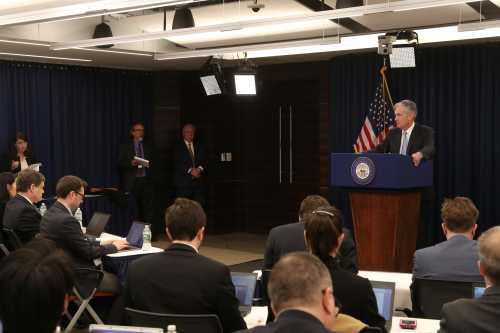 U.S. Federal Reserve Chairman Jerome Powell takes questions during a news conference following the two-day Federal Open Market Committee (FOMC) policy meeting in Washington, U.S., March 20, 2019. REUTERS/Jonathan Ernst - RC1E639BA290
