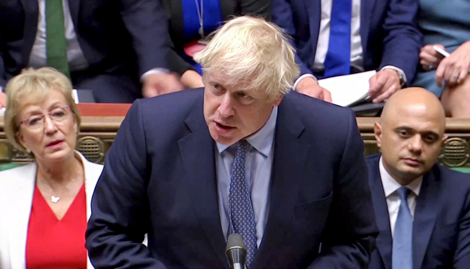 Britain's Prime Minister Boris Johnson speaks at the parliament, which reconvenes after the UK Supreme Court ruled that his suspension of the parliament was unlawful, in London, Britain, September 25, 2019, in this screen grab taken from video. Parliament TV via REUTERS - RC1DCFCF69D0