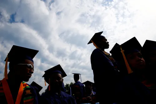Graduates are seen before actor Chadwick Boseman addresses the 150th commencement ceremony at Howard University in Washington, U.S. May 12, 2018. REUTERS/Eric Thayer - RC18328A8330