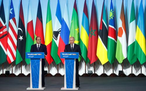 Egyptian President Abdel Fattah el-Sisi listens asRussian President Vladimir Putin makes a statement for media following the Russia-Africa Summit in Sochi, Russia, 24 October, 2019. Sergei Chirikov/Pool via REUTERS - RC1E4E8D6FC0