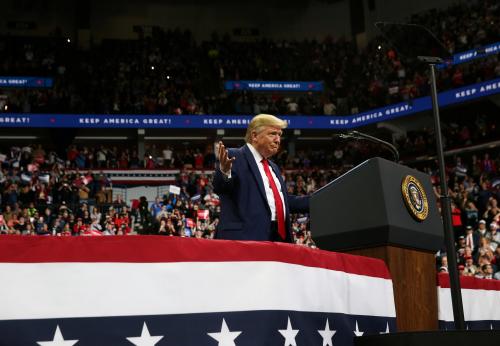 U.S. President Donald Trump holds a campaign rally in Minneapolis, Minnesota, U.S., October 10, 2019. REUTERS/Leah Millis - RC19ACFC9F70