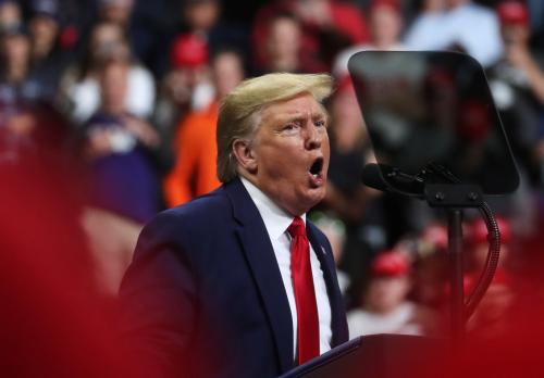 U.S. President Donald Trump holds a campaign rally in Minneapolis, Minnesota, U.S., October 10, 2019. REUTERS/Leah Millis - RC14C8CDA810