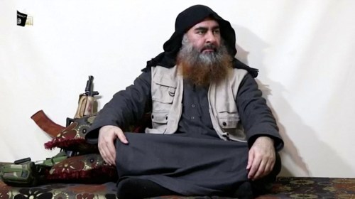 A bearded man with Islamic State leader Abu Bakr al-Baghdadi's appearance speaks in this screen grab taken from video released on April 29, 2019. Islamic State Group/Al Furqan Media Network/Reuters TV via REUTERS. THIS IMAGE HAS BEEN SUPPLIED BY A THIRD PARTY. THE AUTHENTICITY AND DATE OF THE RECORDING COULD NOT BE INDEPENDENTLY VERIFIED BY REUTERS. - RC1A82D43980