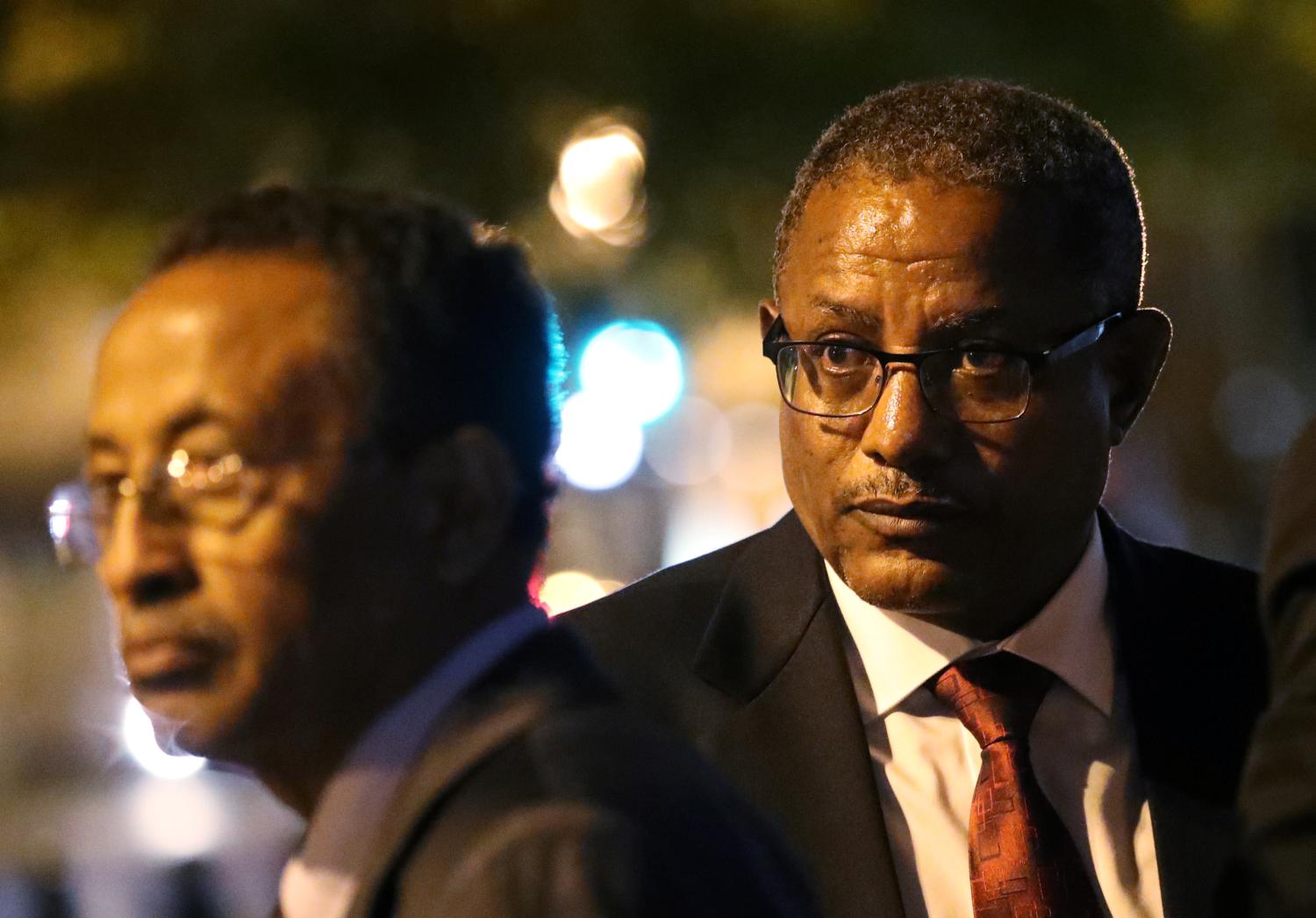 Ethiopian Foreign Minister Al Dardeery Mohamed Ahmed and his delegation leave the U.S. Treasury Department after negotiations on the disputed Grand Ethiopian Renaissance Dam, situated on the border between Ethiopia and Sudan, in Washington, U.S., November 6, 2019. REUTERS/Siphiwe Sibeko - RC206D9D9GFM