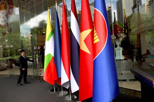 REFILE - CORRECTING INFORMATION A security officer stands guard during the preparations for the 34th ASEAN Summit in Bangkok, Thailand June 19, 2019. REUTERS/Soe Zeya Tun - RC1F228259C0