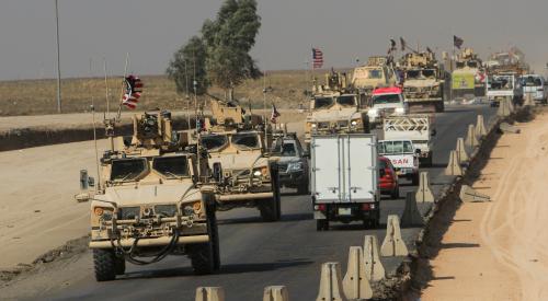 A convoy of U.S. vehicles is seen after withdrawing from northern Syria, on the outskirts of Dohuk, Iraq, October 21, 2019. REUTERS/Ari Jalal     TPX IMAGES OF THE DAY - RC115088E3F0