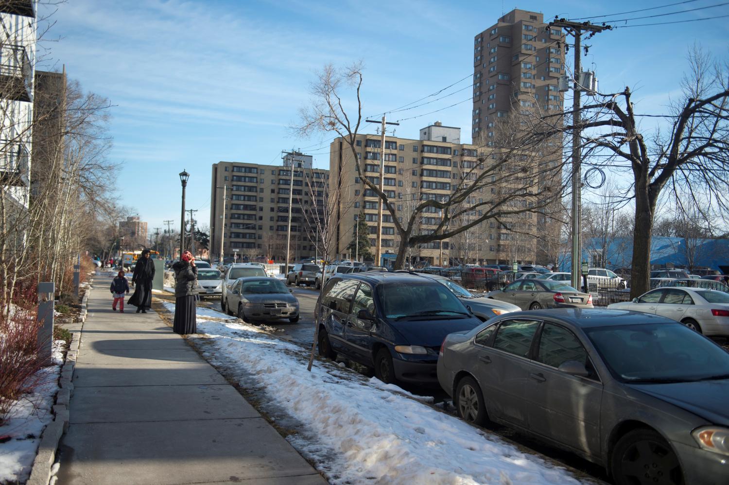 The Cedar-Riverside neighborhood is home to a large Somali population and is near US Bank Stadium, the site of the NFL's Super Bowl in Minneapolis, Minnesota, U.S. January 19, 2018. Picture taken January 19, 2018.  REUTERS/Craig Lassig - RC1FAAB77180