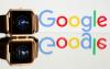 Fitbit Blaze watch is seen in front of a displayed Google logo in this illustration picture taken, November 8, 2019. REUTERS/Dado Ruvic - RC277D9CD9G0