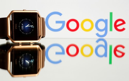 Fitbit Blaze watch is seen in front of a displayed Google logo in this illustration picture taken, November 8, 2019. REUTERS/Dado Ruvic - RC277D9CD9G0