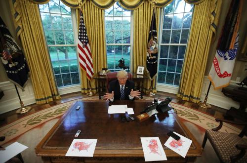 U.S. President Donald Trump speaks during an interview with Reuters in the Oval Office of the White House in Washington, U.S., April 27, 2017. REUTERS/Carlos Barria   TPX IMAGES OF THE DAY - HP1ED4S02VJ7Y