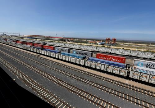 A general view shows containers at the Nairobi Terminus operating the Standard Gauge Railway (SGR) line constructed by the China Road and Bridge Corporation (CRBC) and financed by Chinese government in the outskirts of Nairobi, Kenya October 16, 2019. REUTERS/Thomas Mukoya - RC114F8FE5C0