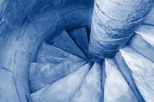 View down a spiral staircase