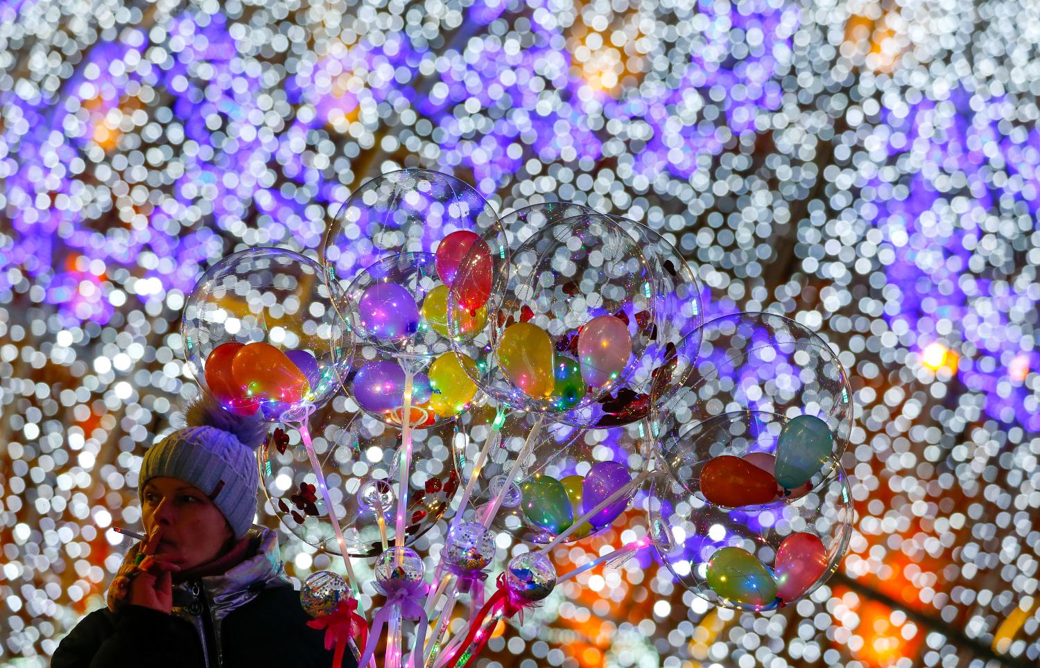 Festive decorations and illumination lights for the upcoming New Year and Christmas season are unveiled in Minsk, Belarus December 15 , 2019.  REUTERS/Vasily Fedosenko - RC2WVD9TR4BT