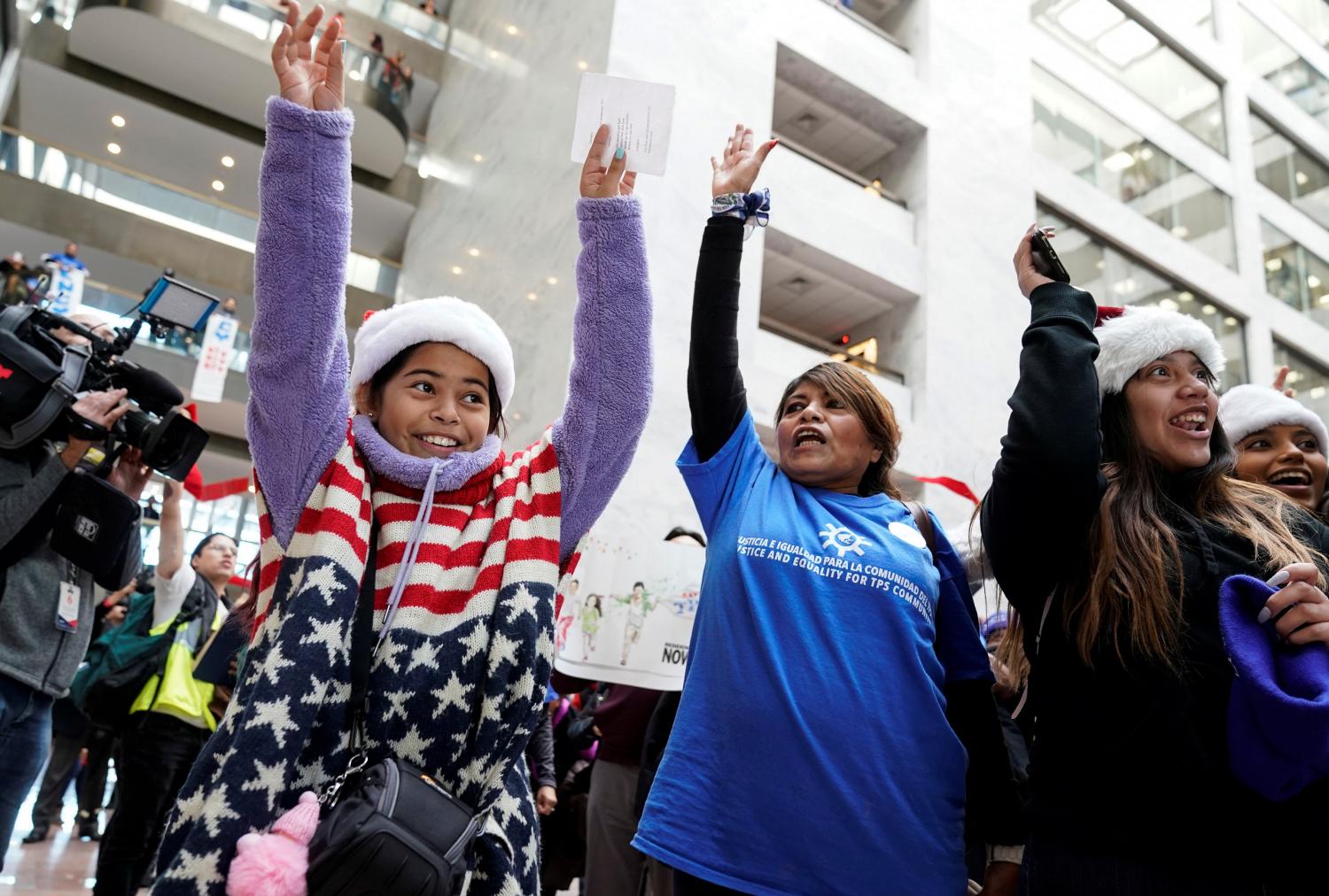 Demonstrators calling for action on immigration rally in the Hart Senate Office Building on Capitol Hill in Washington, U.S., December 3, 2019.      REUTERS/Joshua Roberts